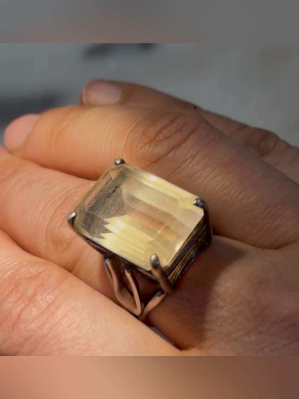 Stunning Citrine 925 Sterling Silver Ring Faceted Stone - Size 7 - Picture 10 of 15